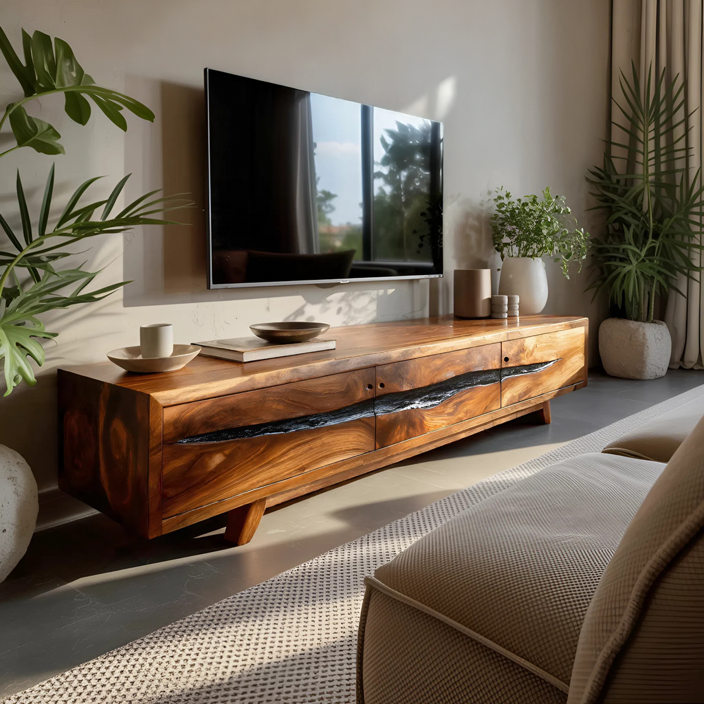 Farmhouse Solid Wood TV Console For Bedroom Design