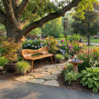 Mid Century Artistic Wooden Bench For Patio Setup
