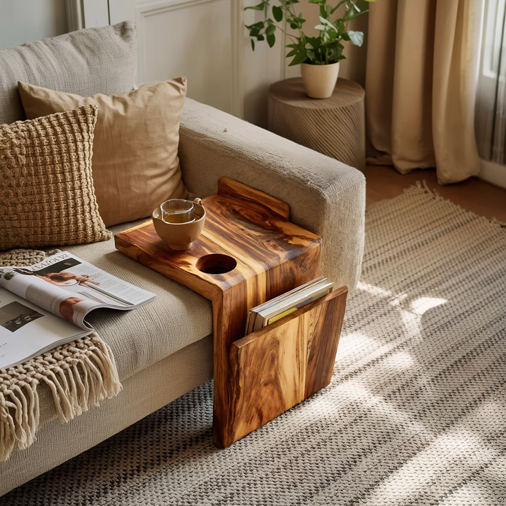 Handcrafted Live Edge Armrest For Furniture Decor