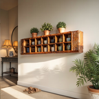 Minimalist Wooden Shelf With Hooks For Pantry Organization
