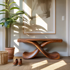 Modern Sculptural Console Table With Twisted Base For Living Room