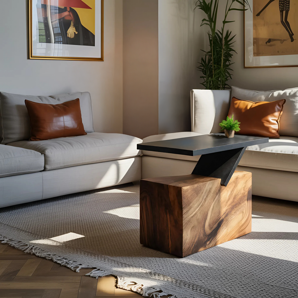 Mid Century Wooden Side Table For Living Room Accent Decor