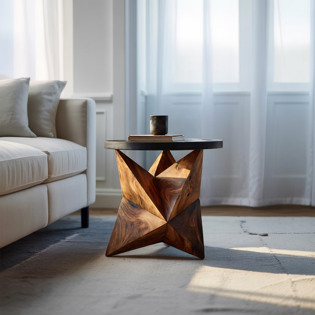 Handcrafted Wooden Side Table For Elegant Furniture Decor