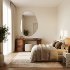 Modern Sculptural Vanity Table With Drawer Storage For Bedroom