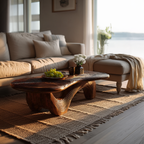 Farmhouse Wooden Live Edge Coffee Table For Furniture Decor