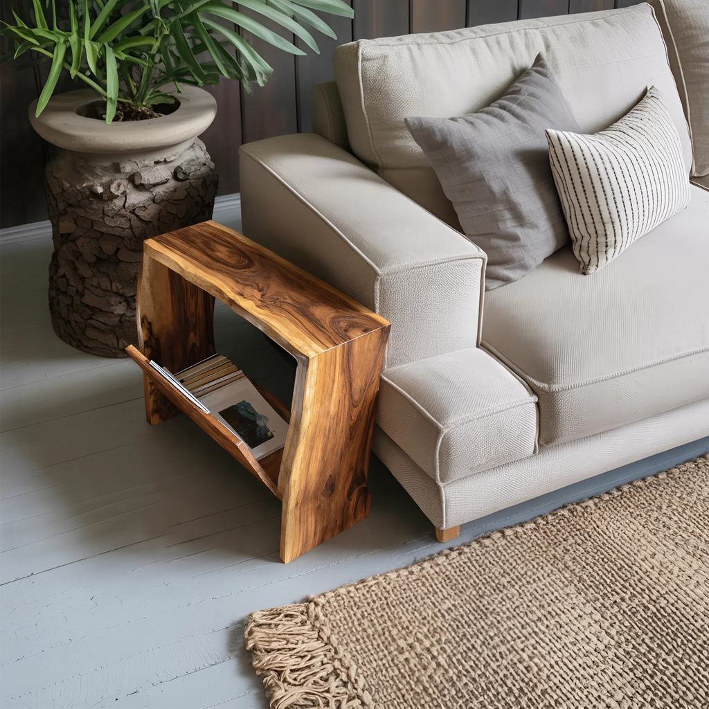Farmhouse Wooden Side Table For Rustic Home Style