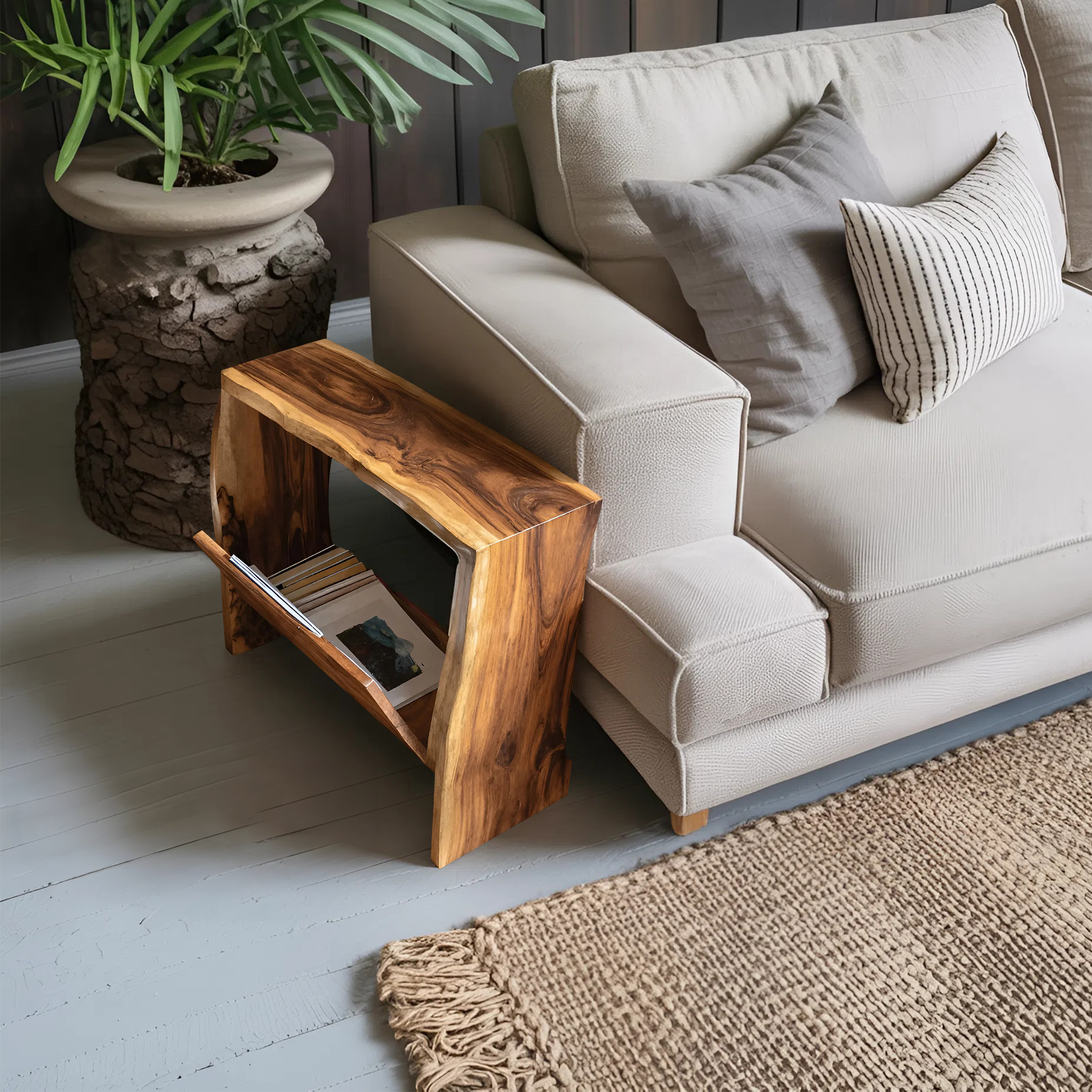 Farmhouse Wooden Side Table For Rustic Home Style