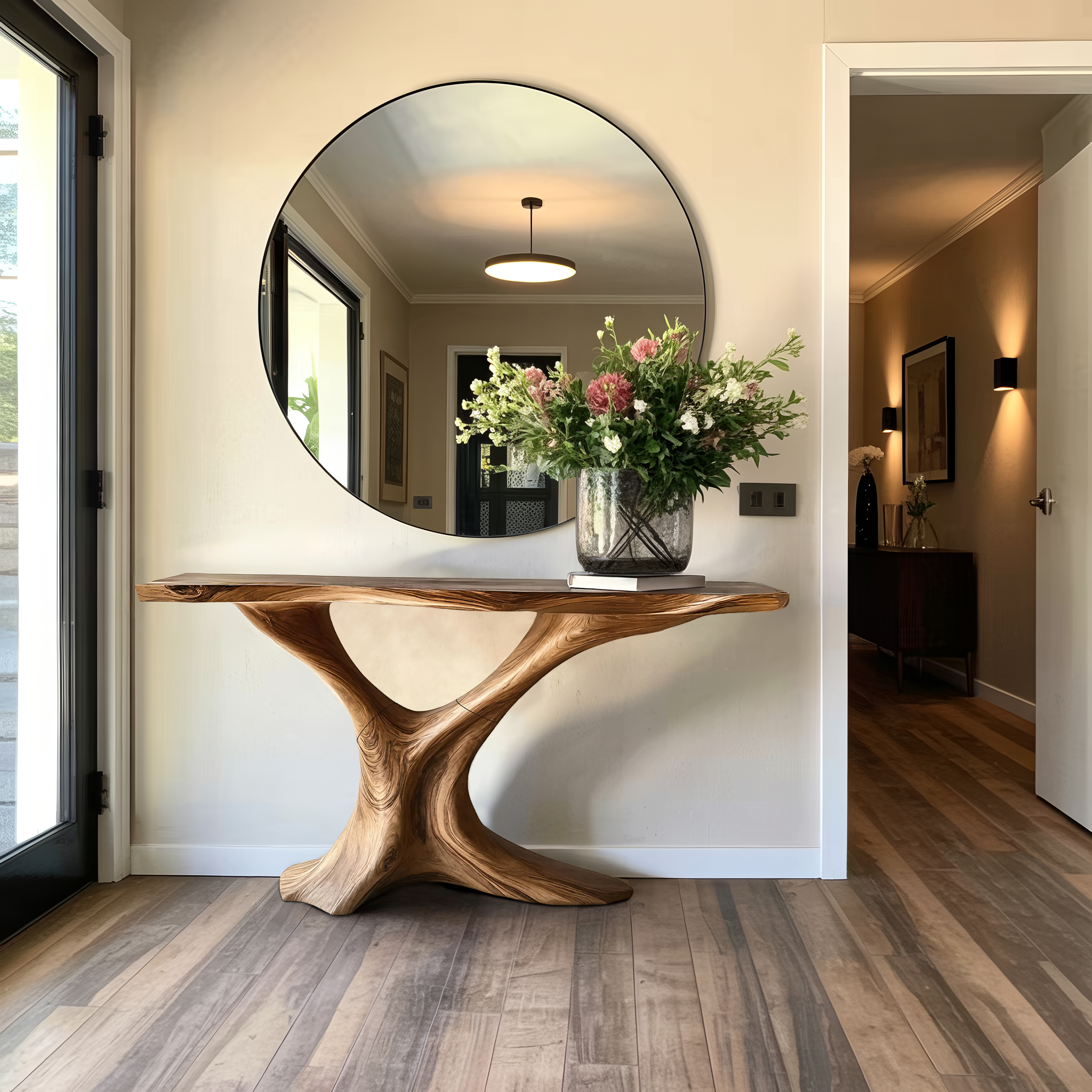 Mid Century Live Edge Entryway Table For Bedroom Decor And Display