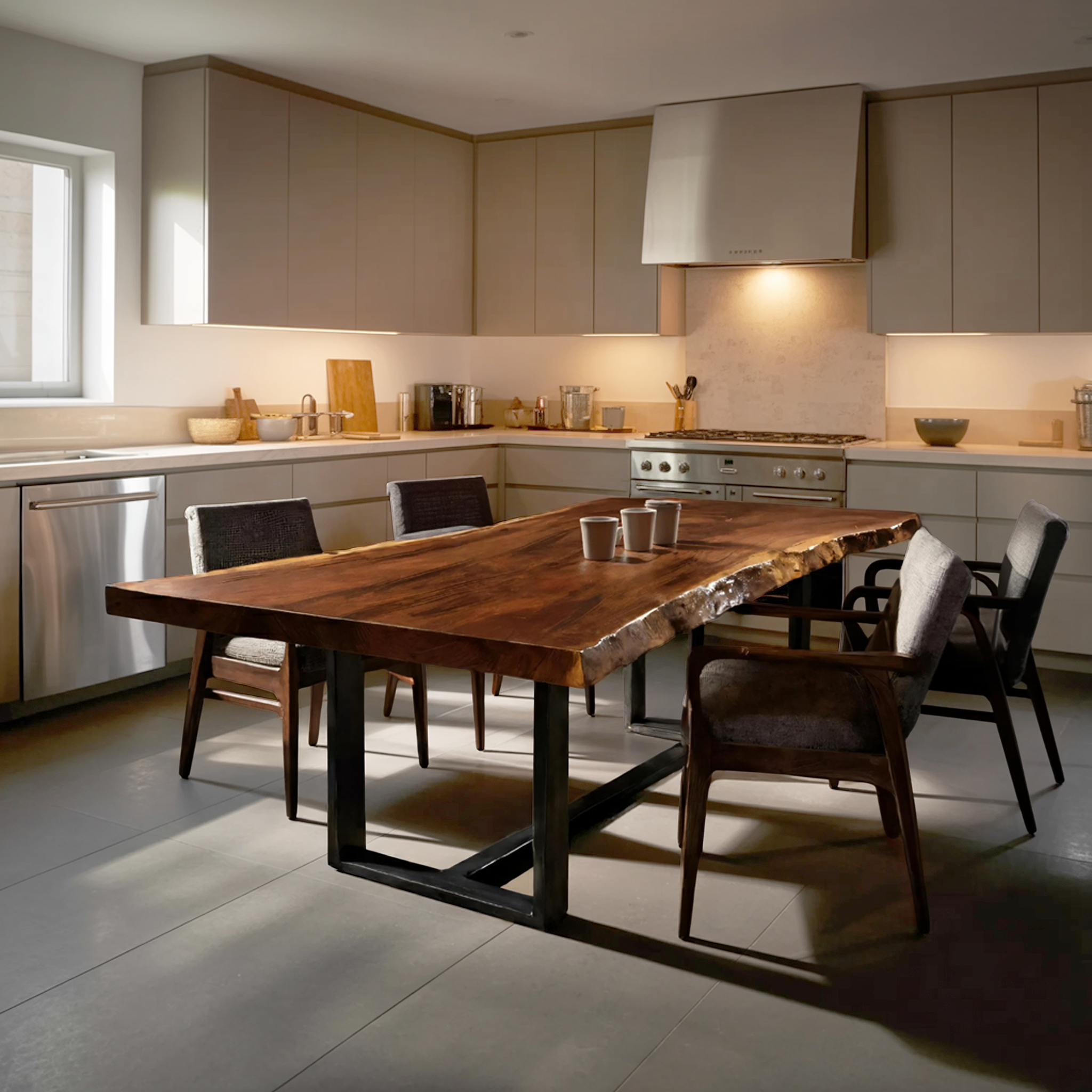 Furniture Decor Modern Live Edge Dining Table Clean Lines