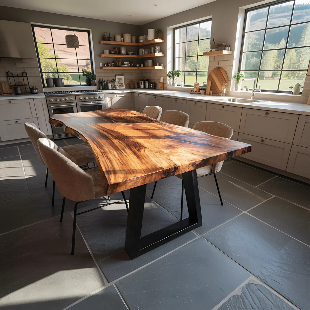 Kitchen Decor Handcrafted Solid Wood Dining Table Natural