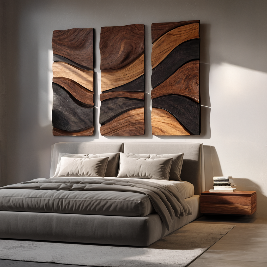 Modern Solid Wood Wall Art For Contemporary Living Room