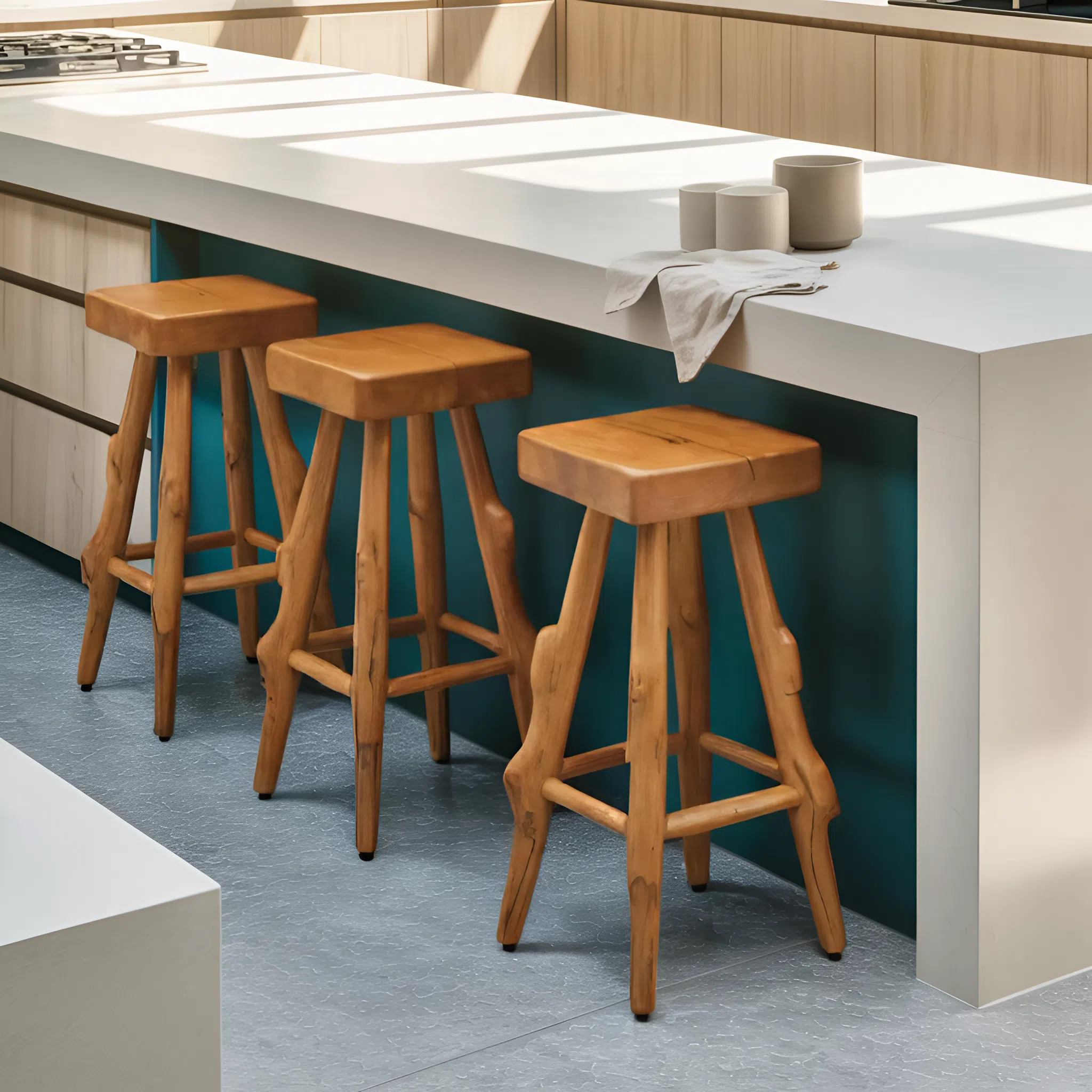 Rustic Handcrafted Bar Stools For Kitchen Or Patio Bar