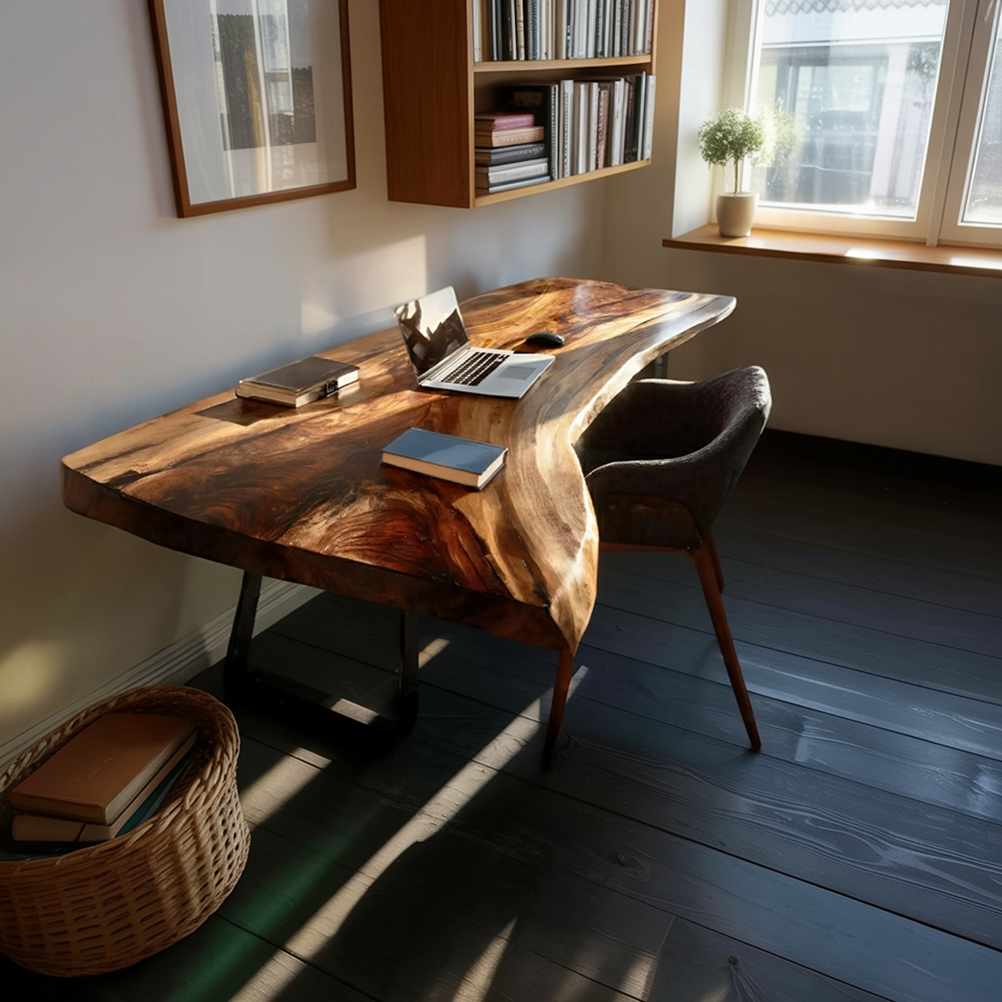 Farmhouse Handmade Live Edge Desk For Interior