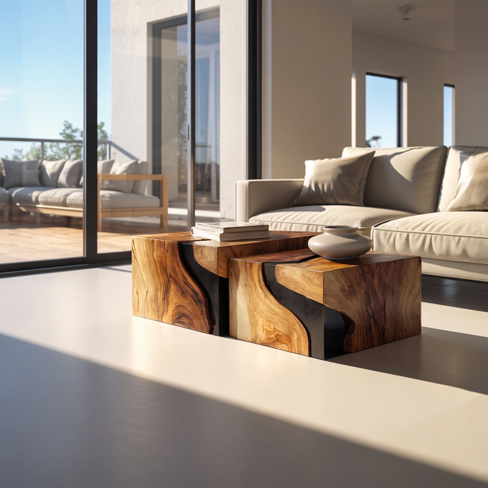 Farmhouse Solid Wood Cube Coffee Table For Cozy Rooms