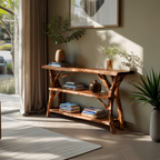 Farmhouse Wooden Live Edge Console Table For Rustic Living Room Decor