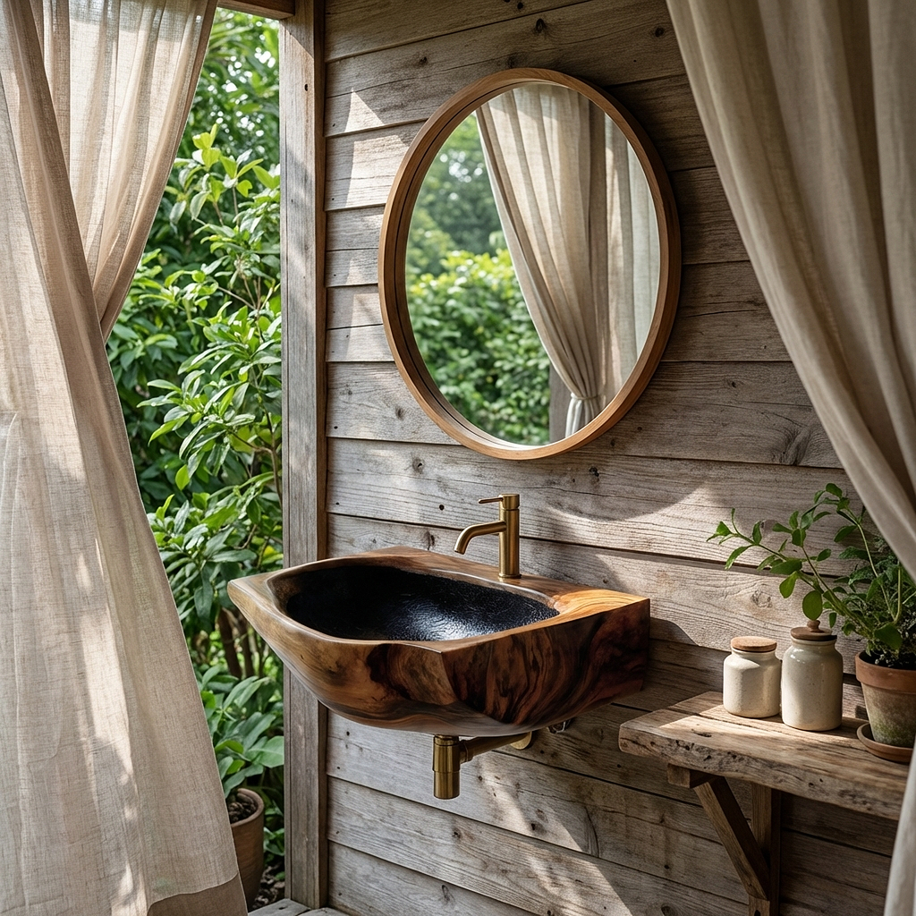 Modern Wall Mounted Wooden Bathroom Sink For Elegant Bathroom Interior