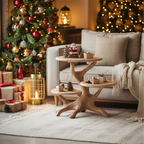 Farmhouse Round End Table For Living Room Decor Holiday Home Accent