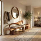 Natural Rustic Wood Entryway Bench For Home Hallway