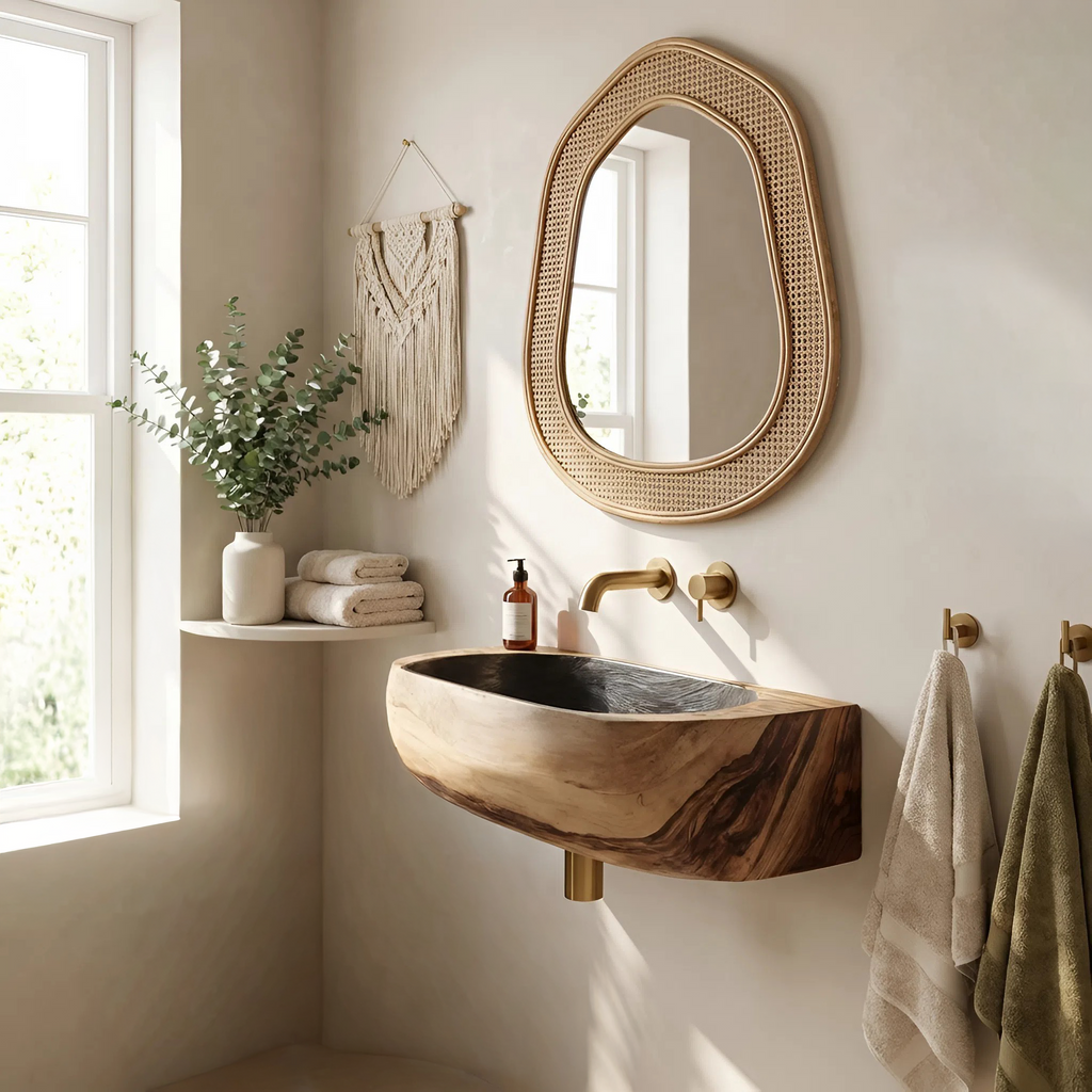 Mid Century Solid Wood Vanity Sink For Bathroom Furniture Decor