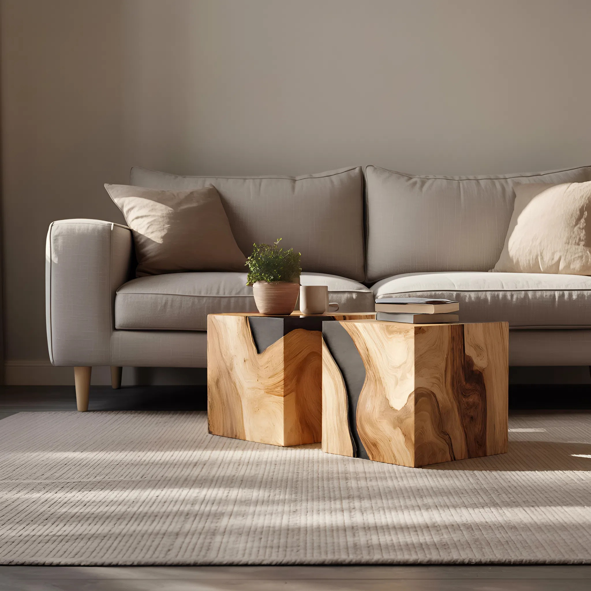 Farmhouse Wooden Cube Coffee Table For Farmhouse Living Room
