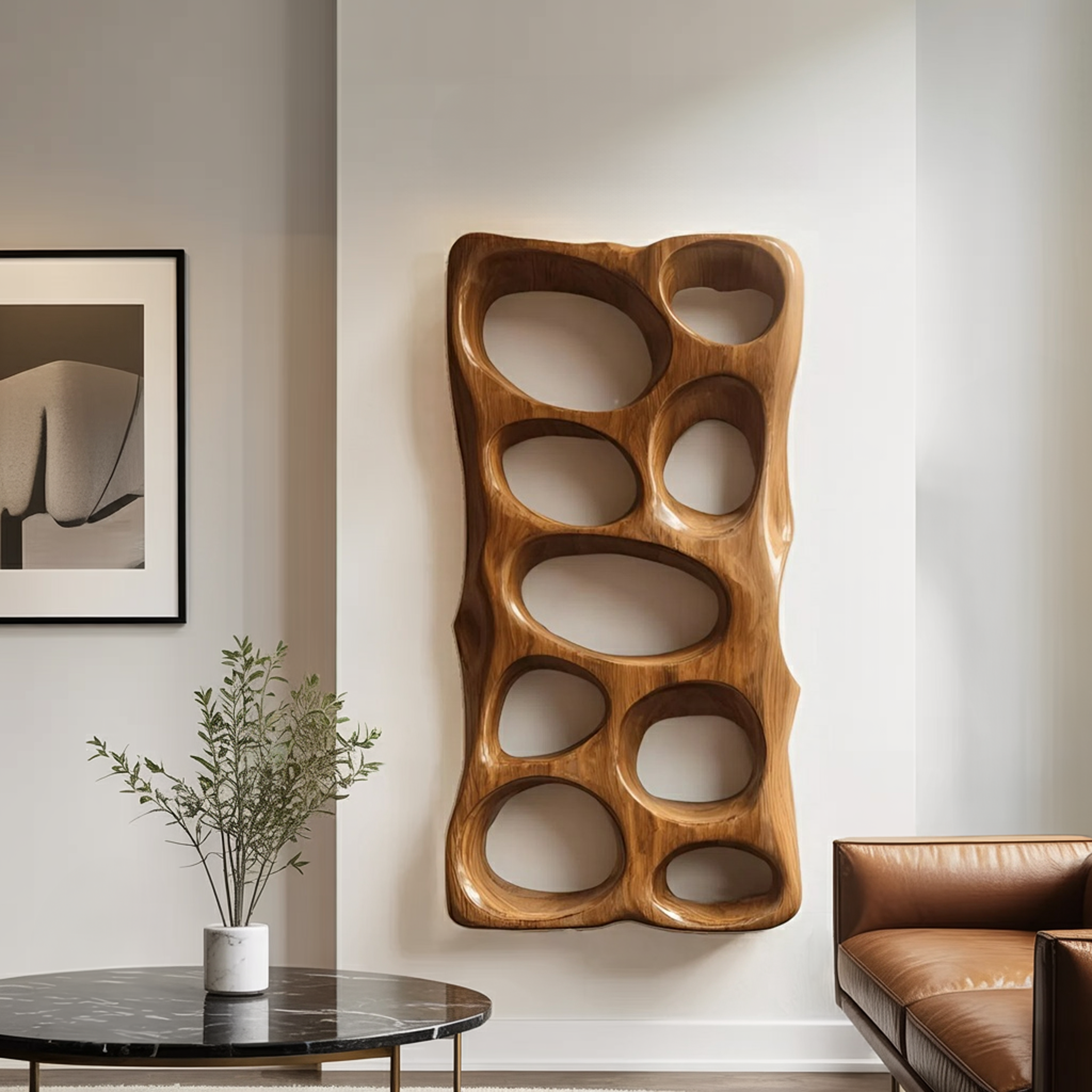 Modern Sculptural Vertical Wall Art For Living Room Decor