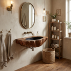 Mid Century Wall Mounted Wooden Bathroom Sink For Unique Bathroom Decor