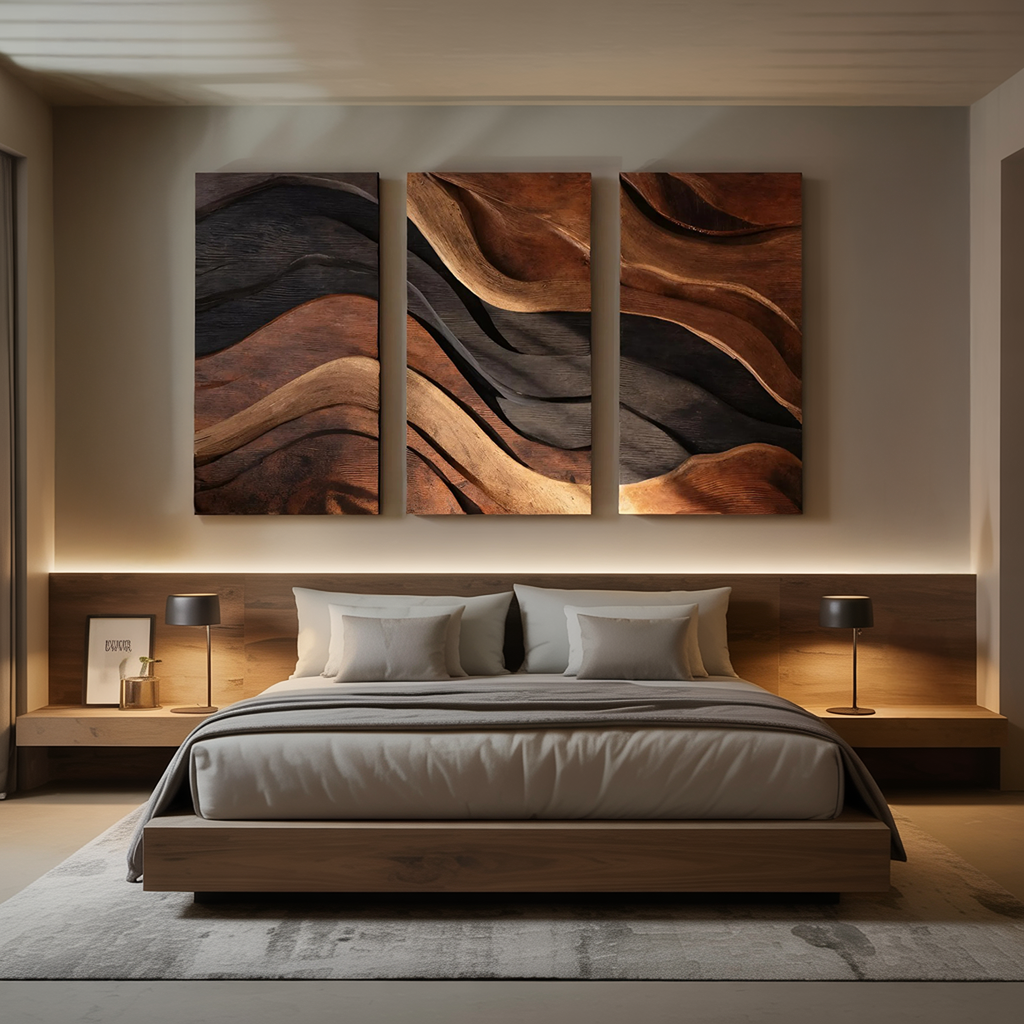 Handcrafted Rectangle Solid Wood Wall Art For Living Room
