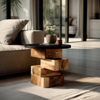 Handcrafted Wooden Side Table For Boho Furniture Styling