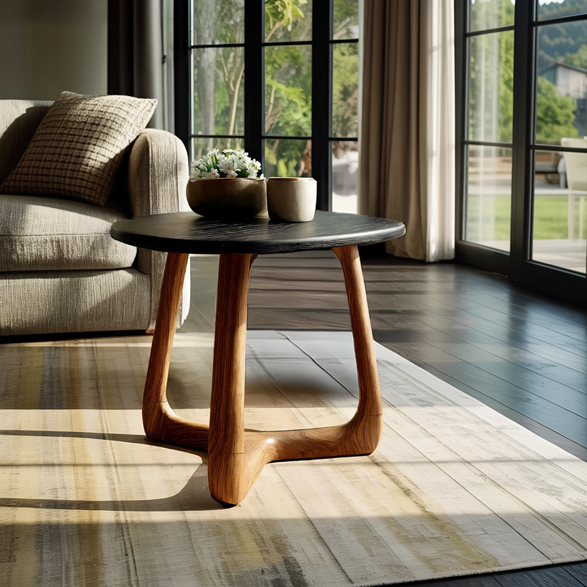 Modern Wooden Side Table For Scandinavian Living Space