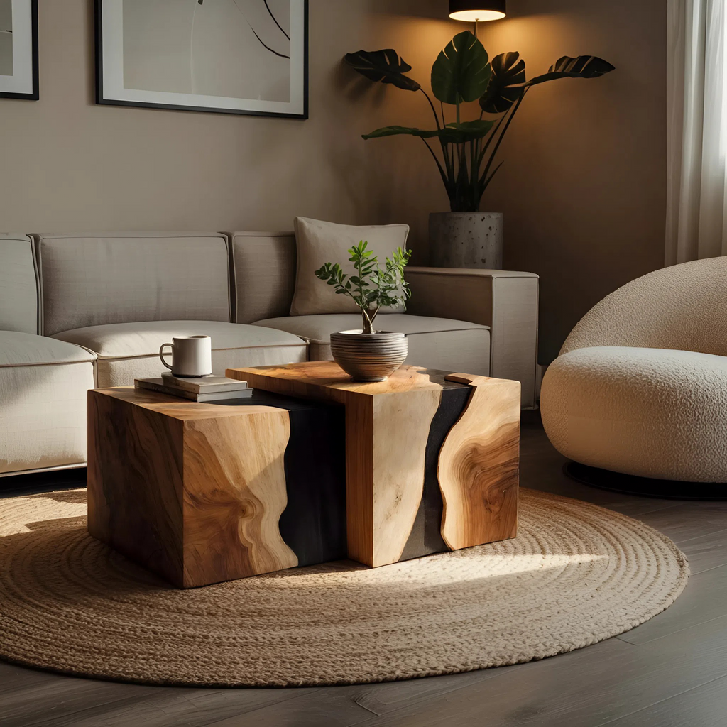 Modern Solid Wood Square Coffee Table For Living Room