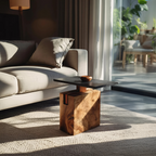 Handcrafted Solid Wood End Table For Coastal Home Style