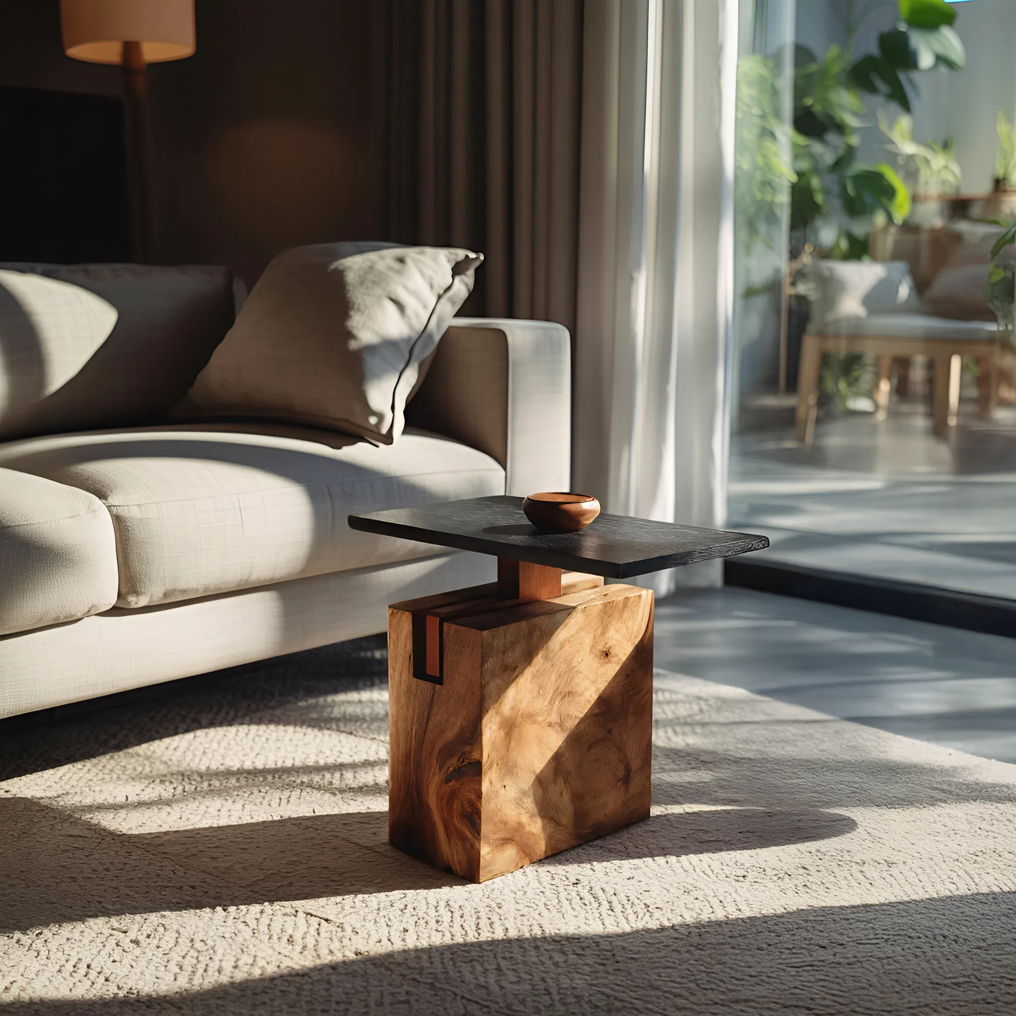 Handcrafted Solid Wood End Table For Coastal Home Style