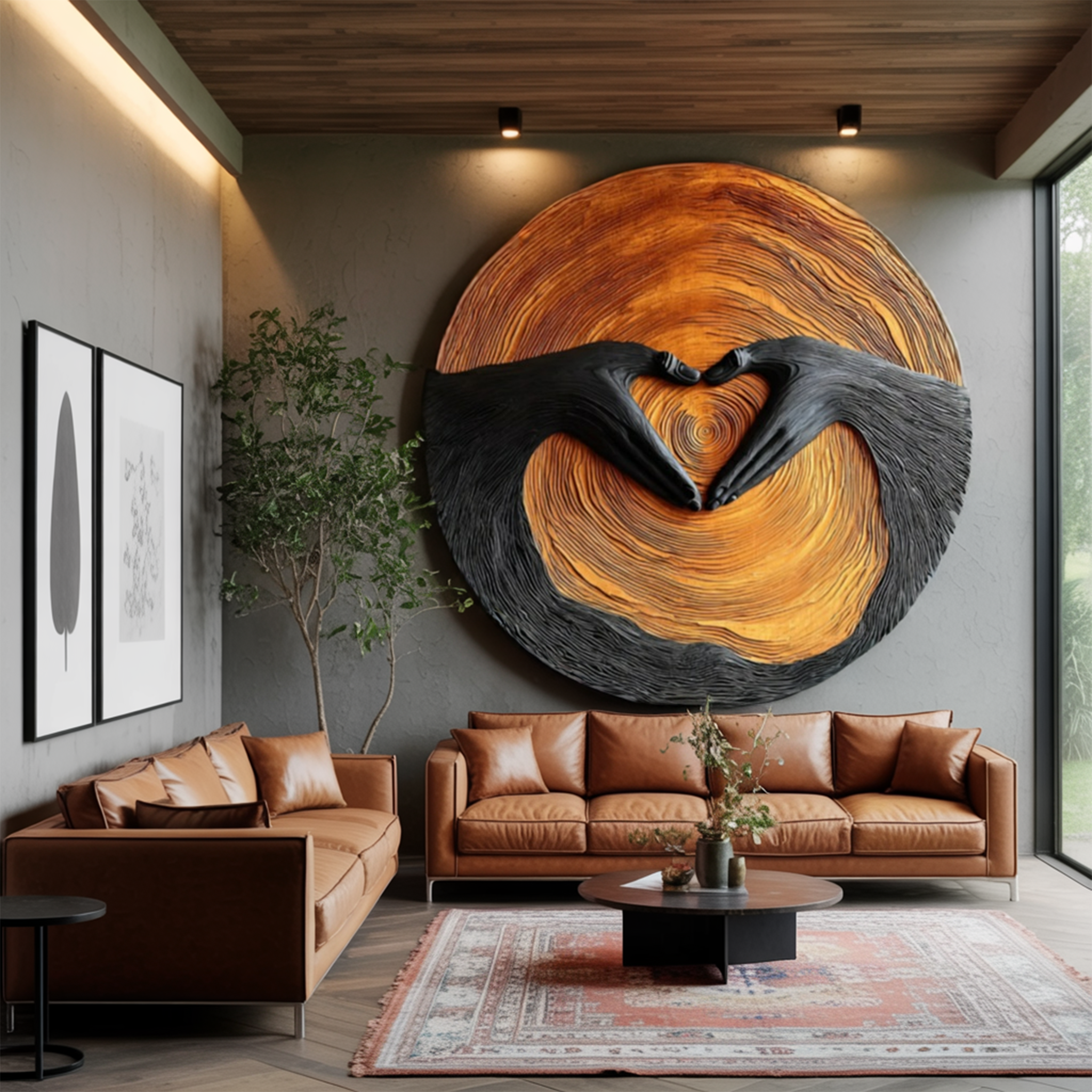 Mid Century Solid Wood 3D Sculpture For Living Room Decoration