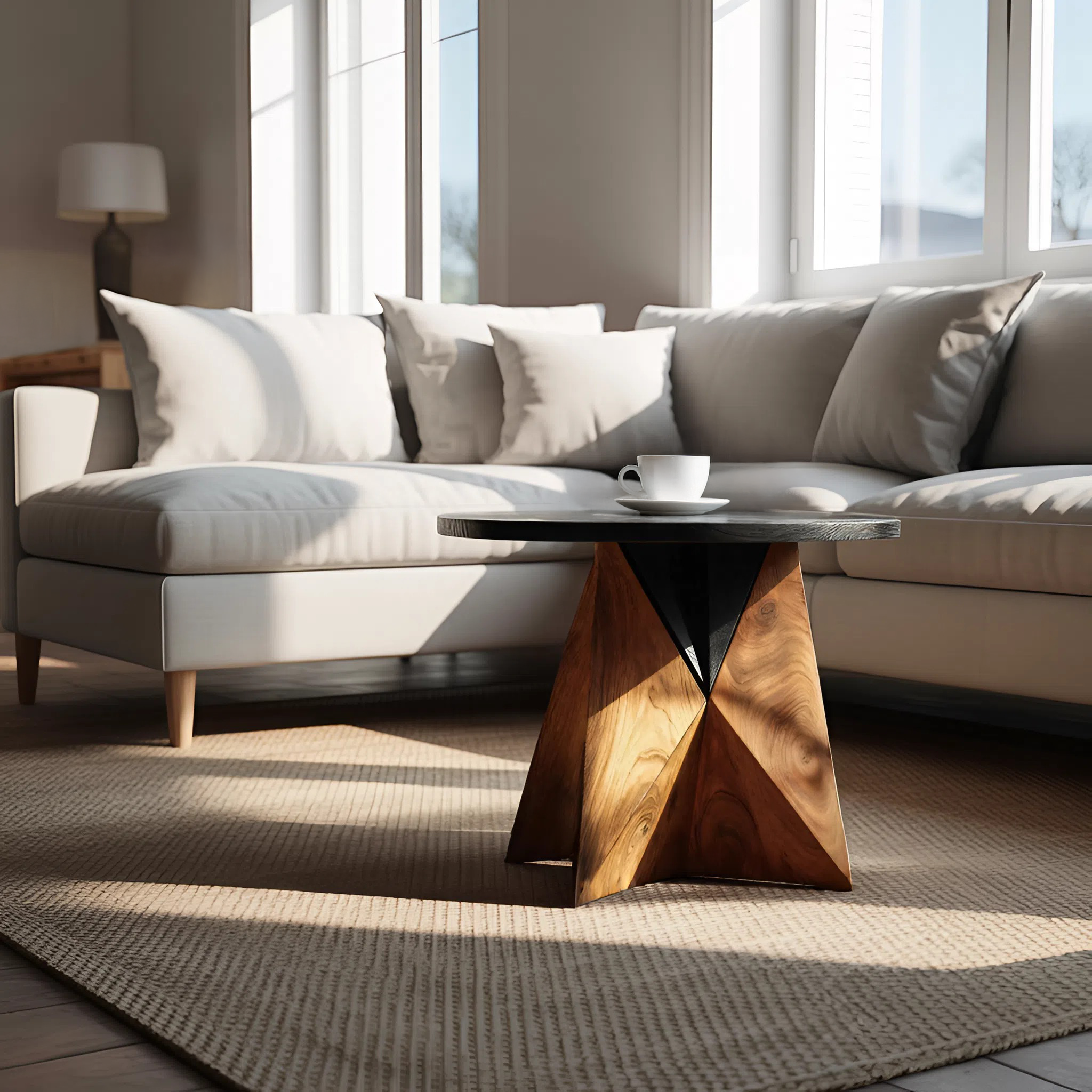 Mid Century Solid Wood End Table For Sofa Living Room