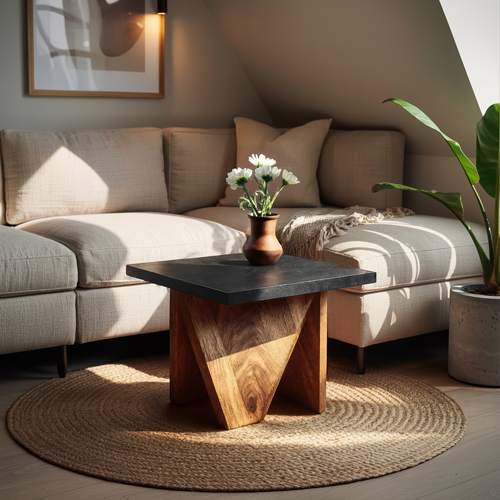 Handcrafted Solid Wood End Table For Minimalist Bedroom