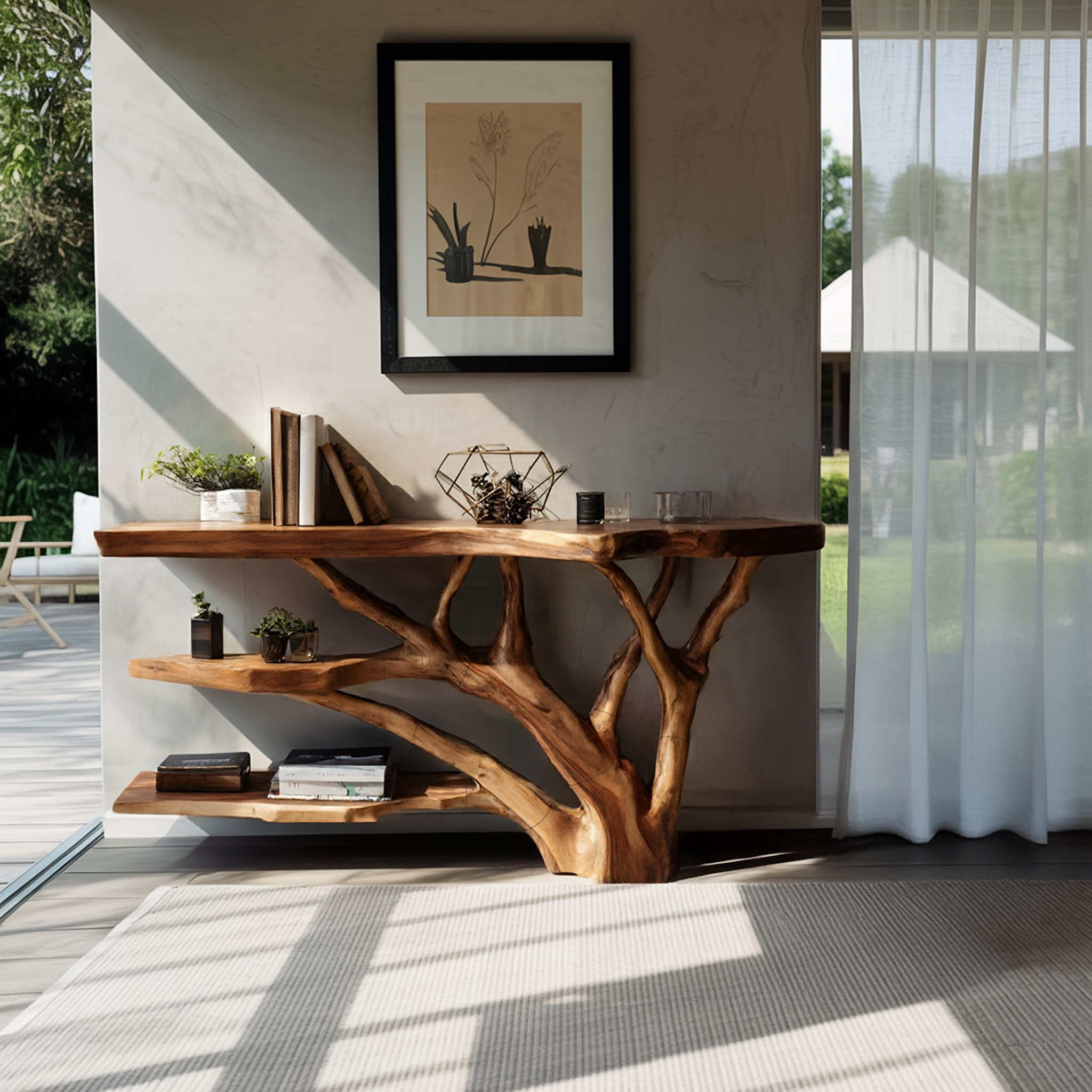 Mid Century Live Edge Entryway Table For Rustic Bedroom Furniture