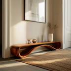Contemporary Sleek Curved Bench For Entryway Or Home Decor