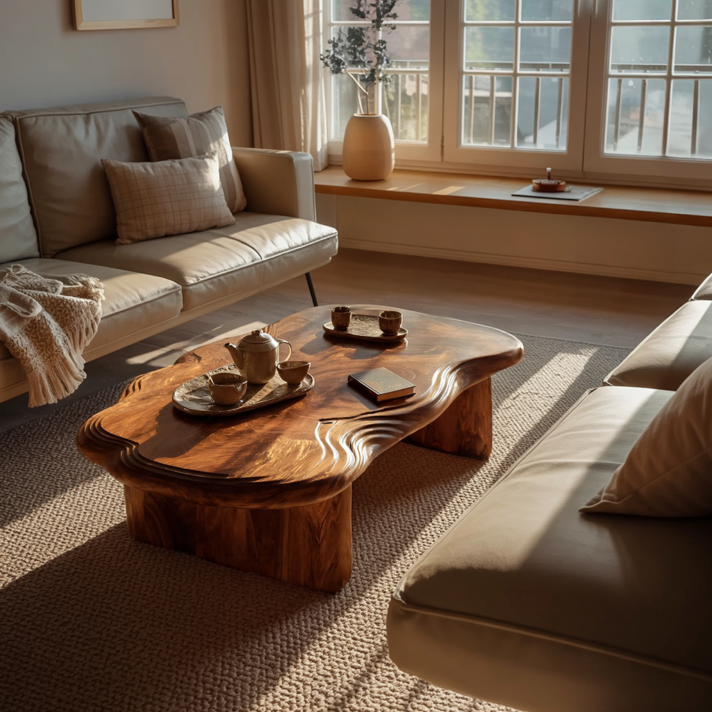 Modern Abstract Solid Wood Coffee Table For Living Room Decor
