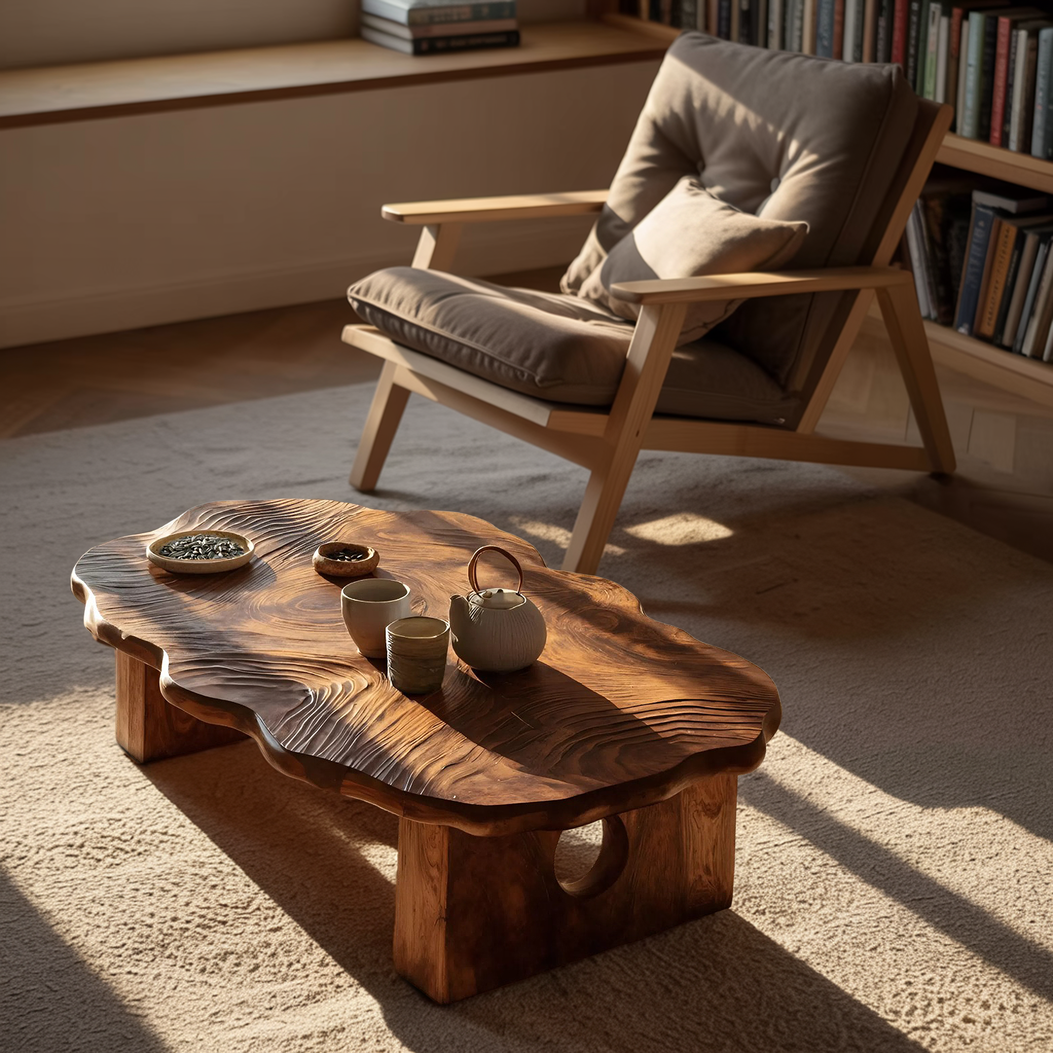 Farmhouse Handcrafted Abstract Coffee Table For Living Room