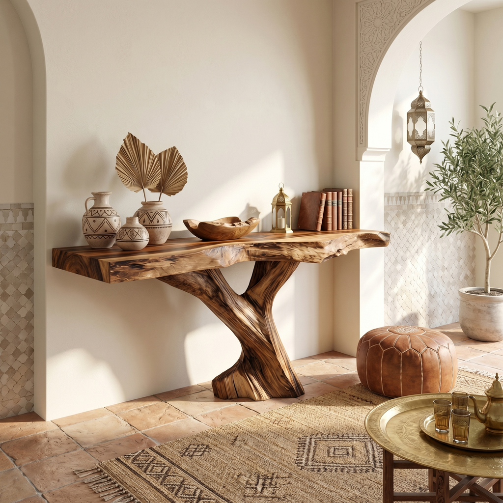 Farmhouse Live Edge Entryway Table Organic Wood For Furniture Decor