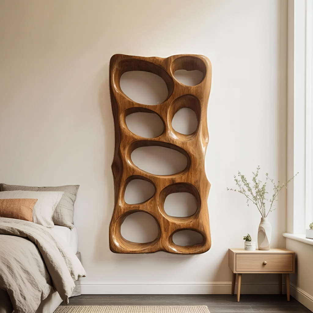 Modern Sculptural Vertical Wall Art For Living Room Decor