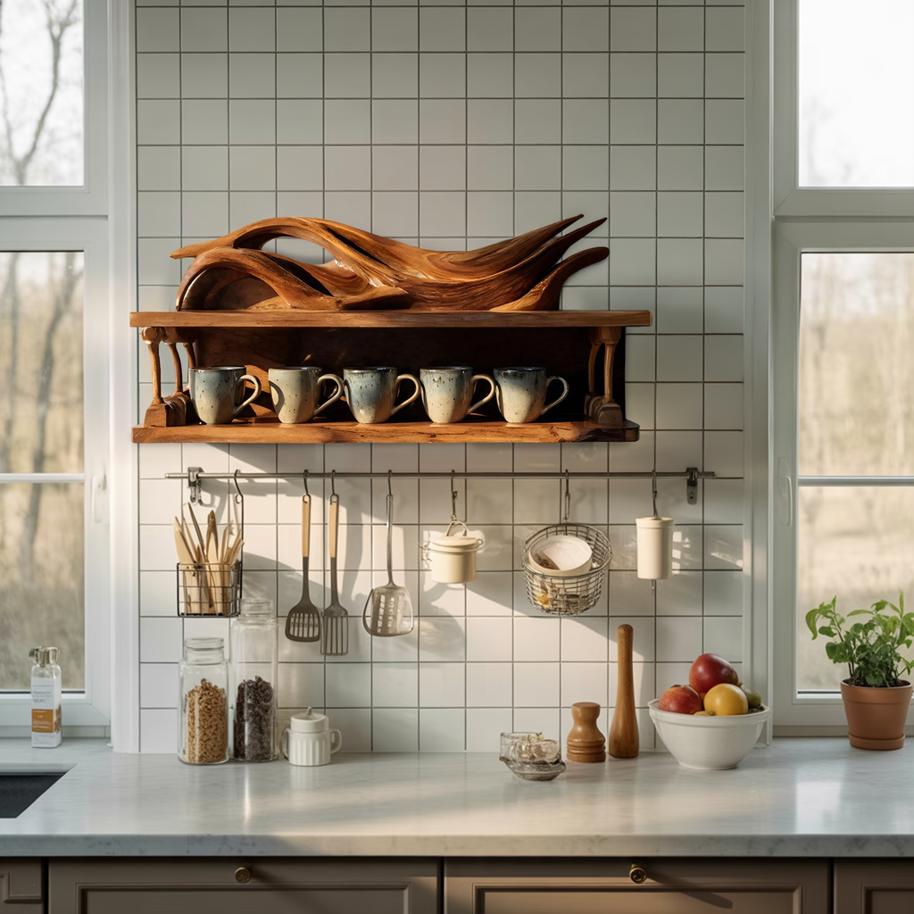 Handcrafted Kitchen Wall Shelf For Functional Decor