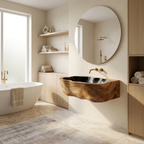 Mid Century Wall Mounted Wooden Bathroom Sink For Designer Bathroom Decor