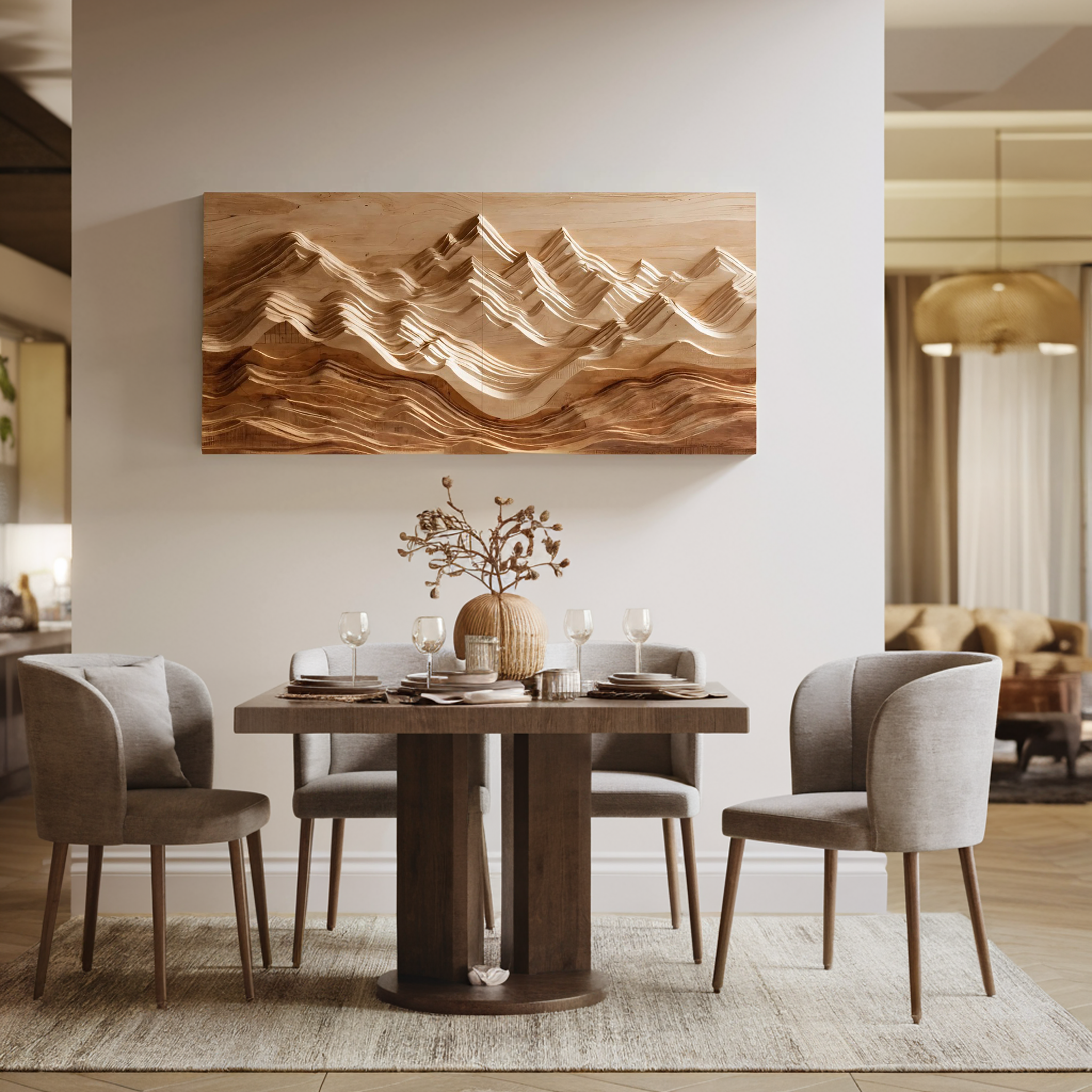 Mountain Relief Wall Art Sculpture For Modern Interior