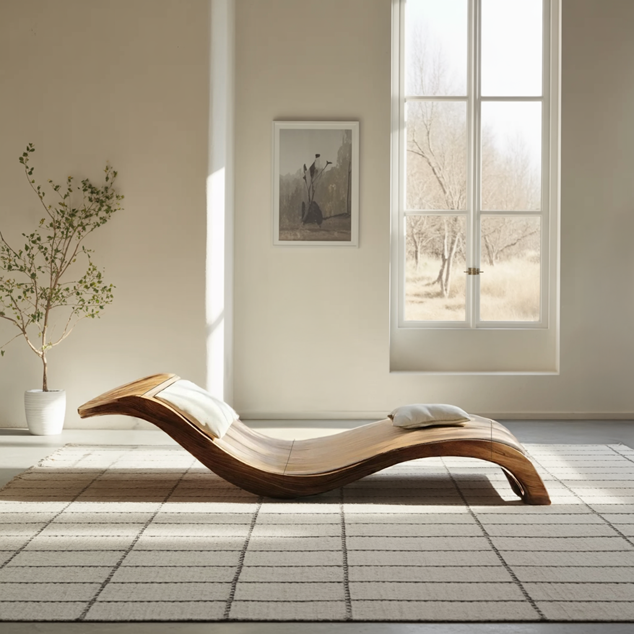 Mid Century Handcrafted Wooden Daybed For Living Room Furniture