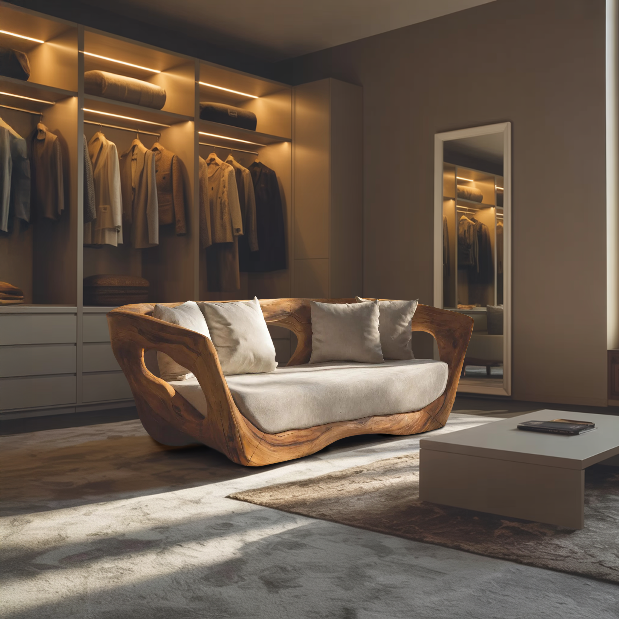 Modern Sculpted Sofa For Living Room Decor
