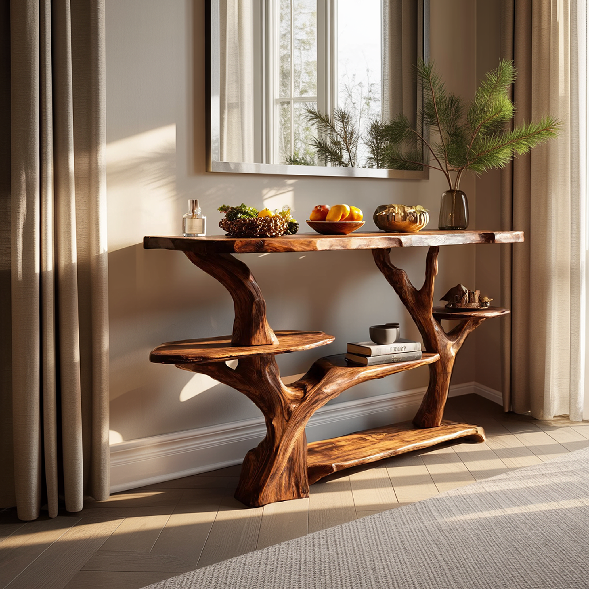 Mid Century Solid Wood Console Table For Stylish Entryway Design