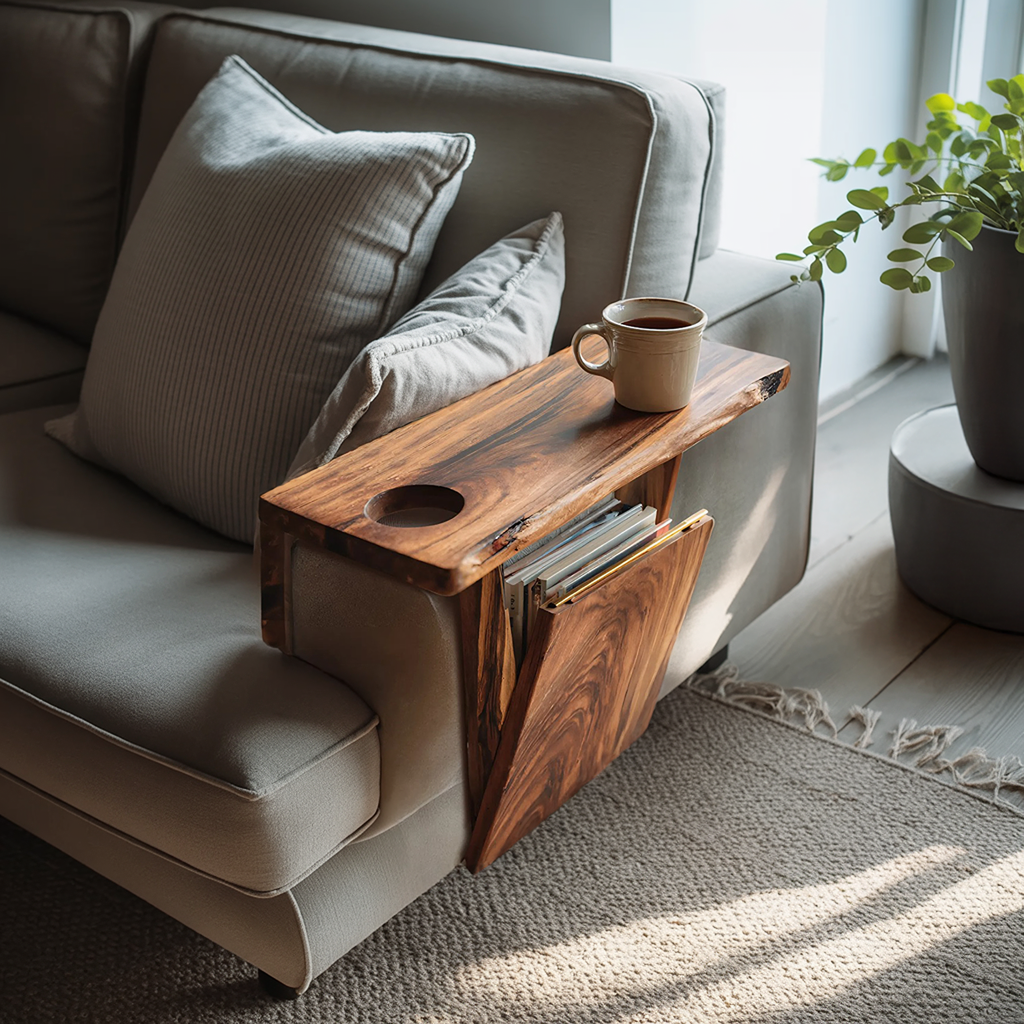 Farmhouse Wooden Armrest For Rustic Sofa Furniture