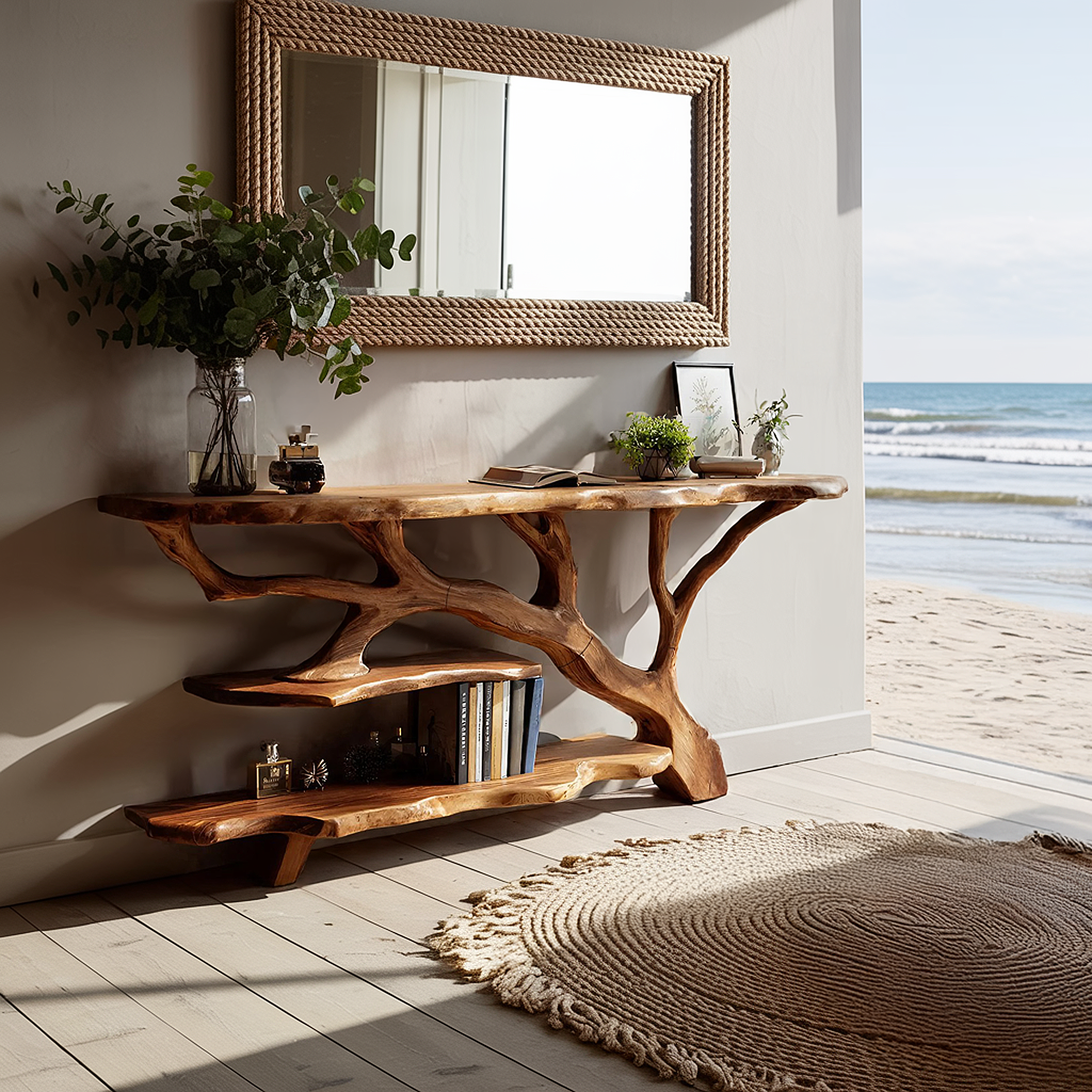 Handcrafted Solid Wood Console Table For Modern Entryway Furniture Decor