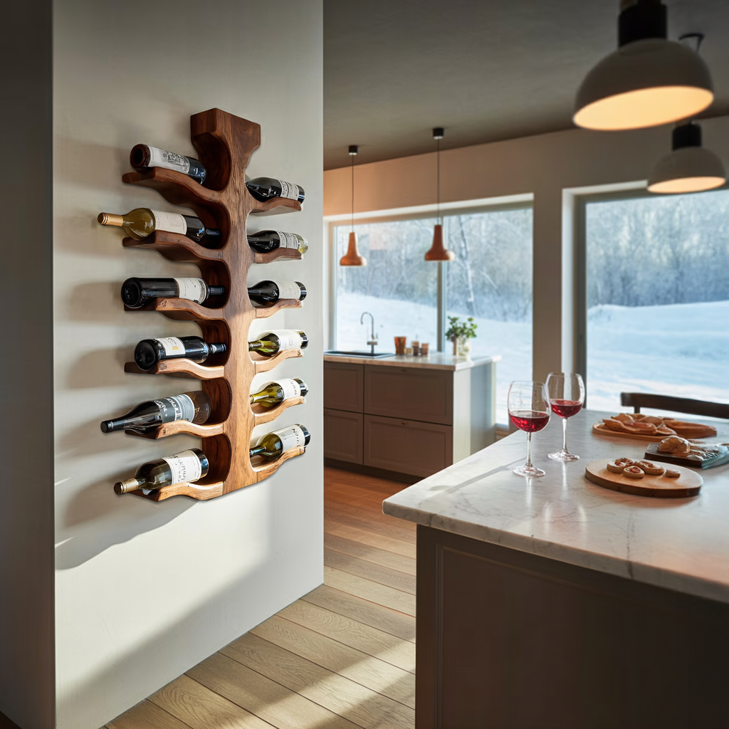 Modern Wall Mounted Wine Bottle Holder For Bar Storage Decor